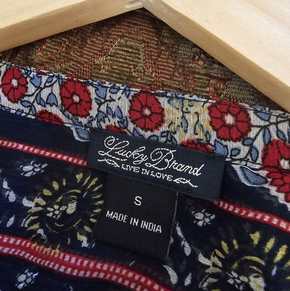 Lucky Brand red and blue boho blouse size small - Picture 4 of 5